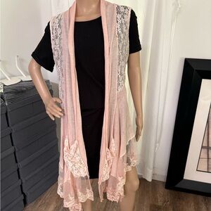 Simply Couture Pink Lace Robe Intimates Sleepwear